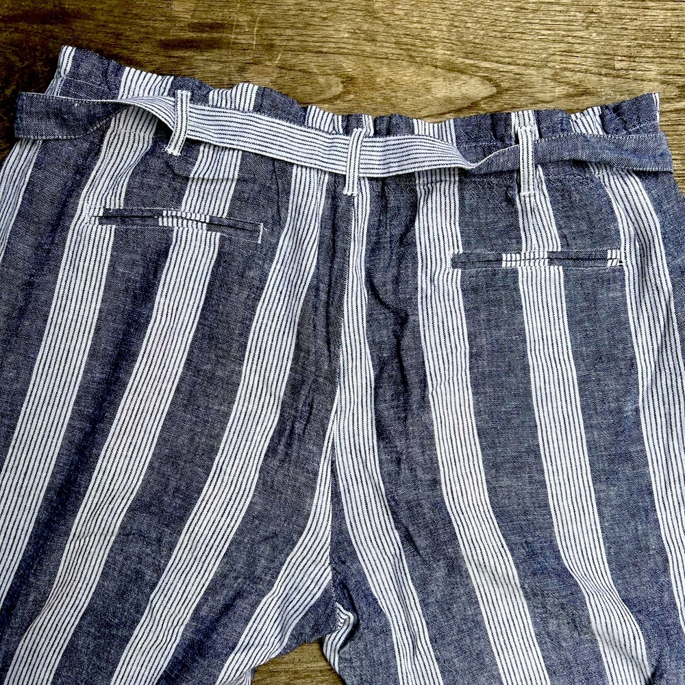 Caslon linen grey and white striped linen pants XL